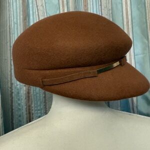 Nine West Wool Hat Brown with Gold Accent